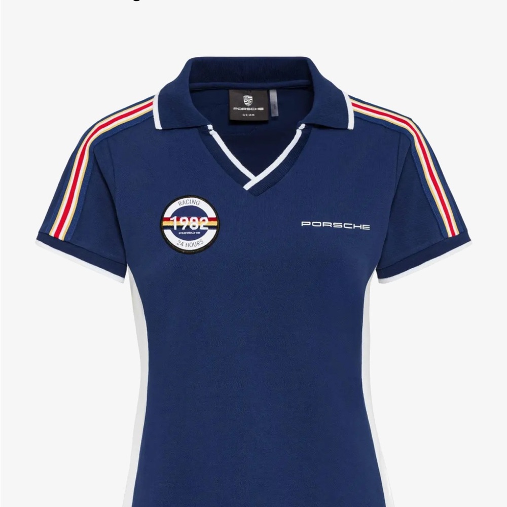 Porsche Design Blue Polo Shirt with Red and Yellow Accents